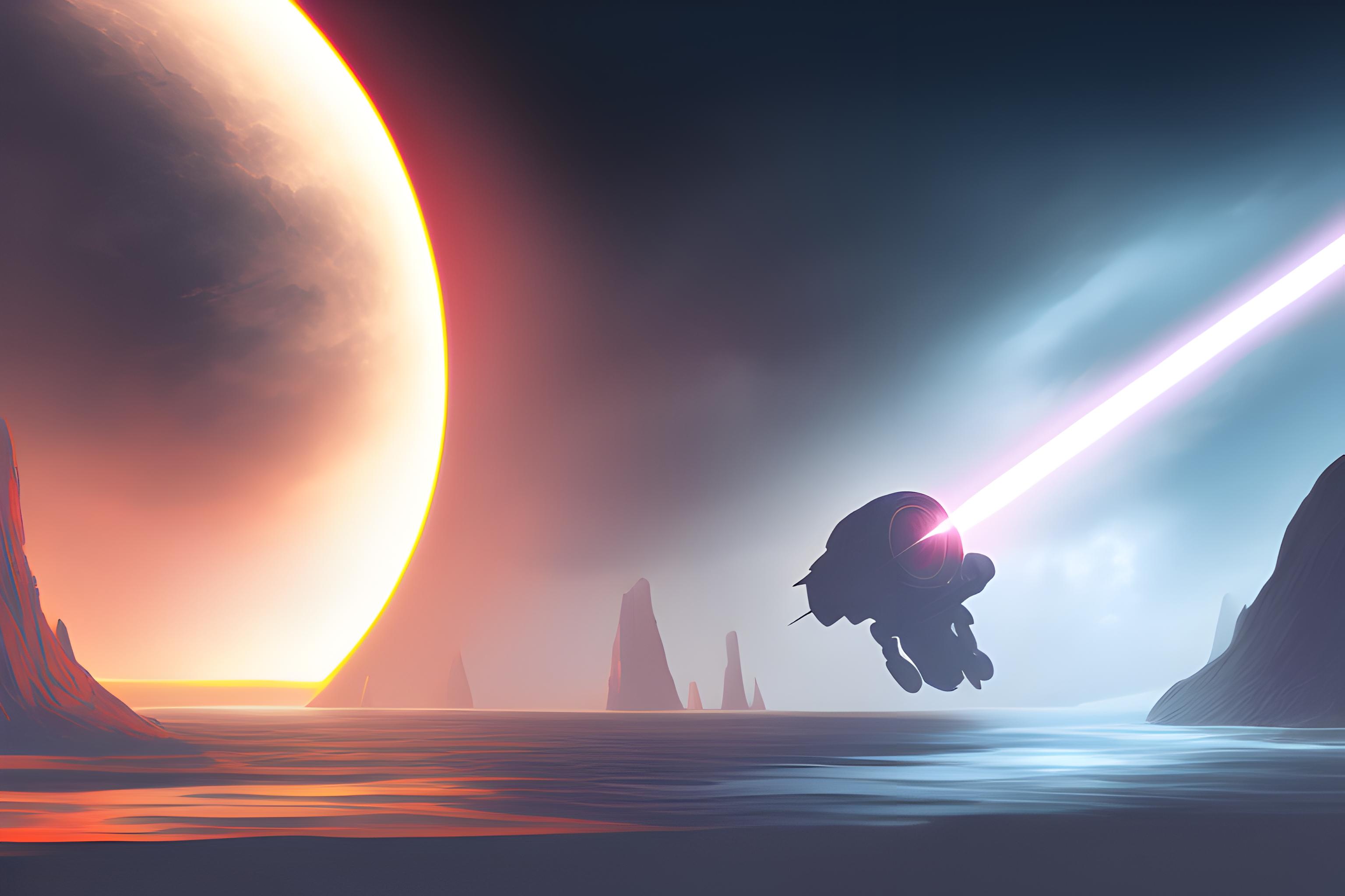 dark vador sur fond de lave, le matin
